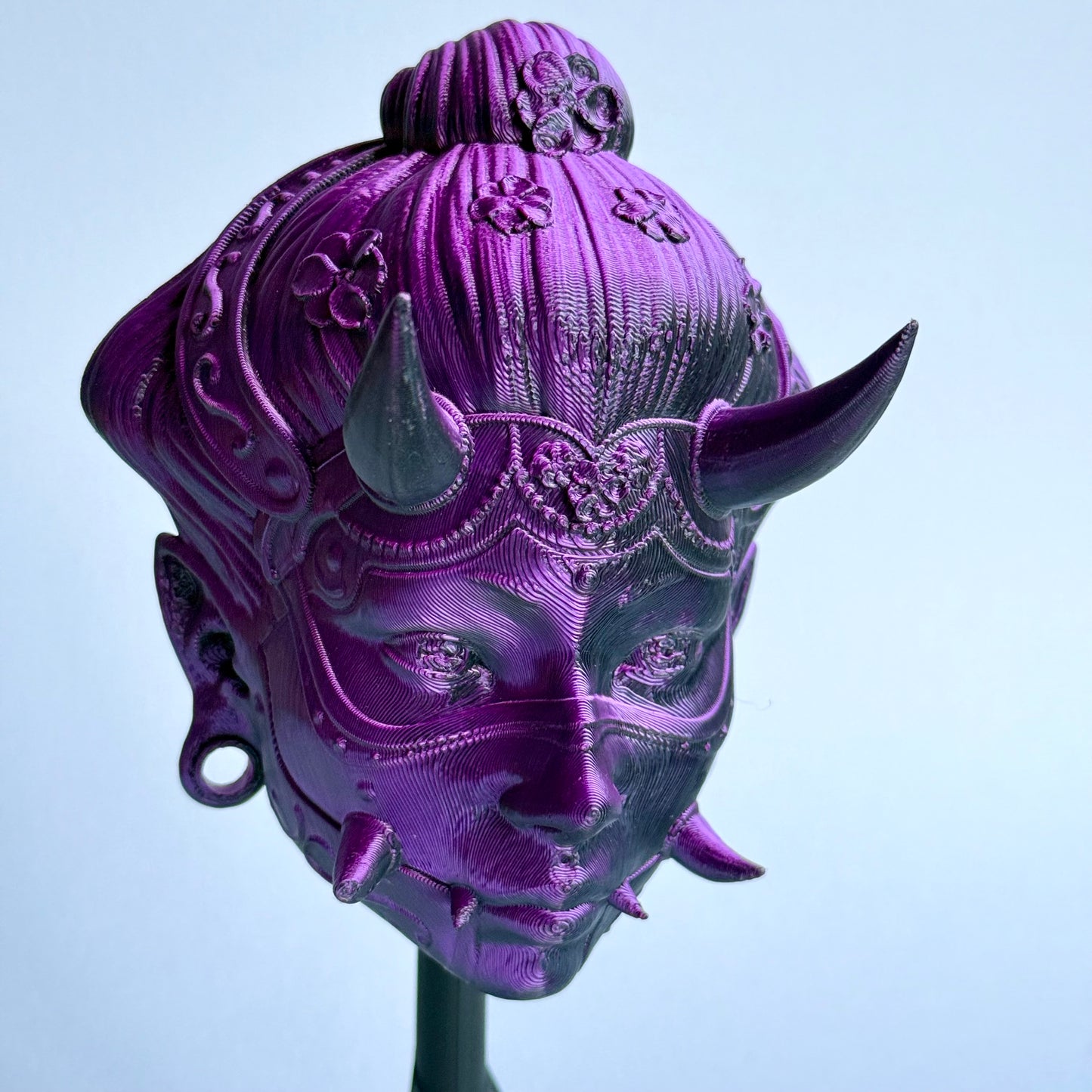3D Printed Hannya Namanari Mask Wall Art | Japanese Demon Art