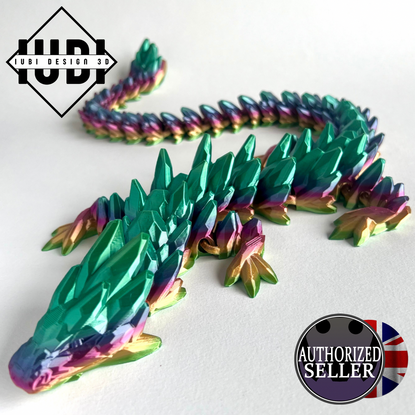 3D Printed Gemstone Dragon | Large Articulated Figure
