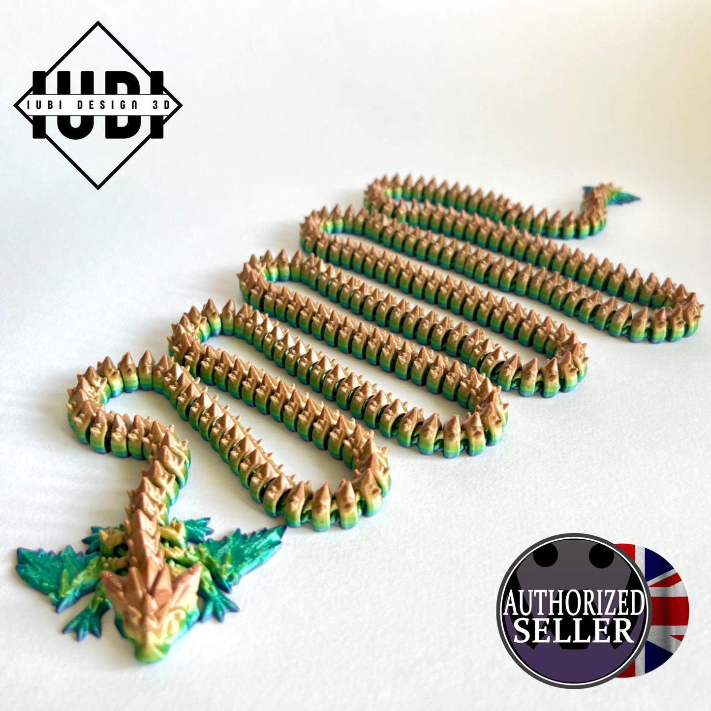 Tiny Crystal Dragon | 3D Printed Articulated Figure with 5ft Tail