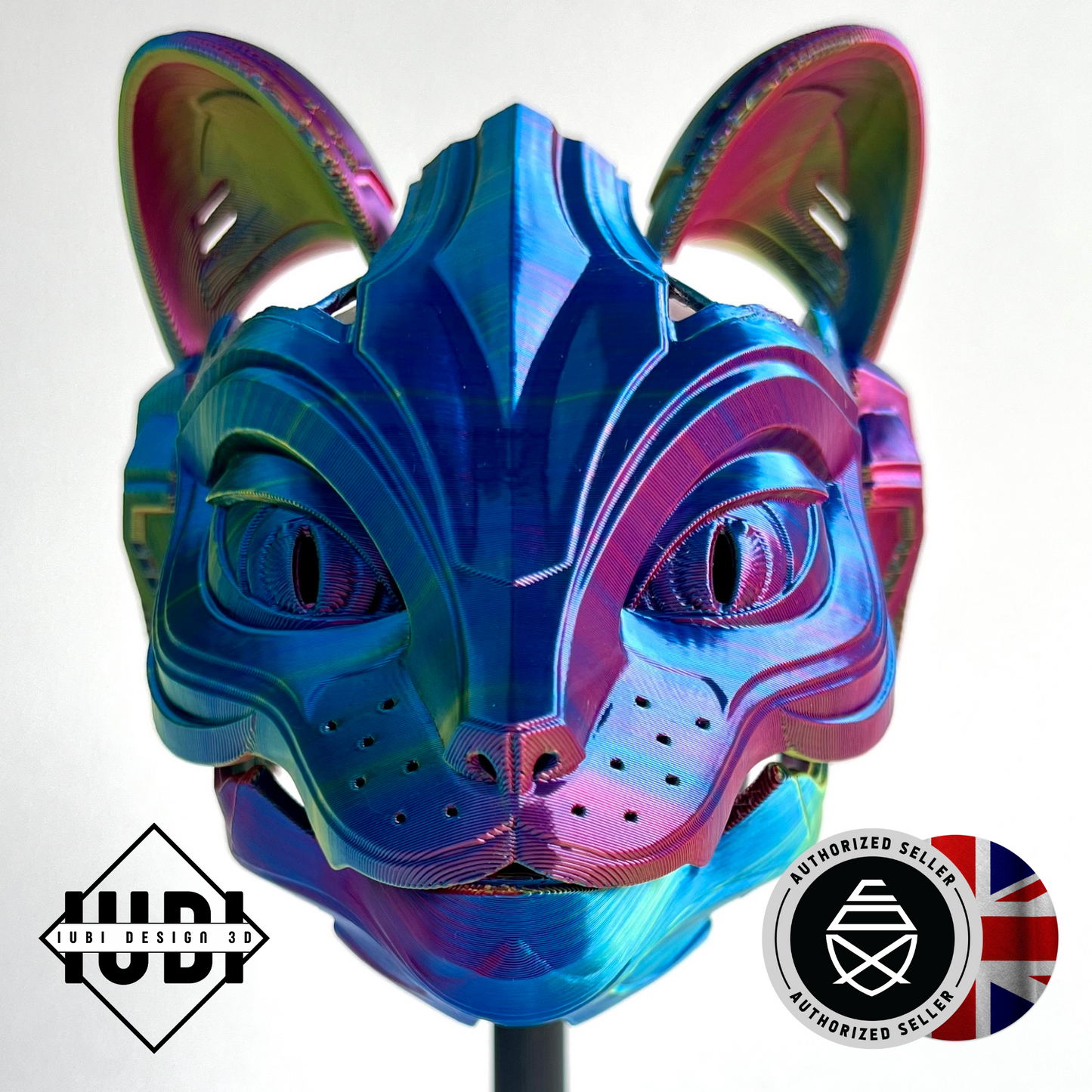 3D Printed Cat Bot Mask Wall Art | Cyberpunk Home Decor