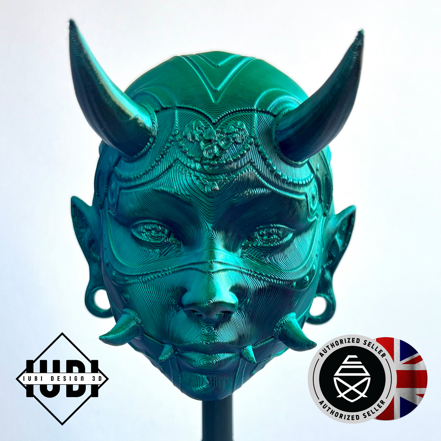 3D Printed Hannya Chunari Mask Wall Art | Japanese Demon Art