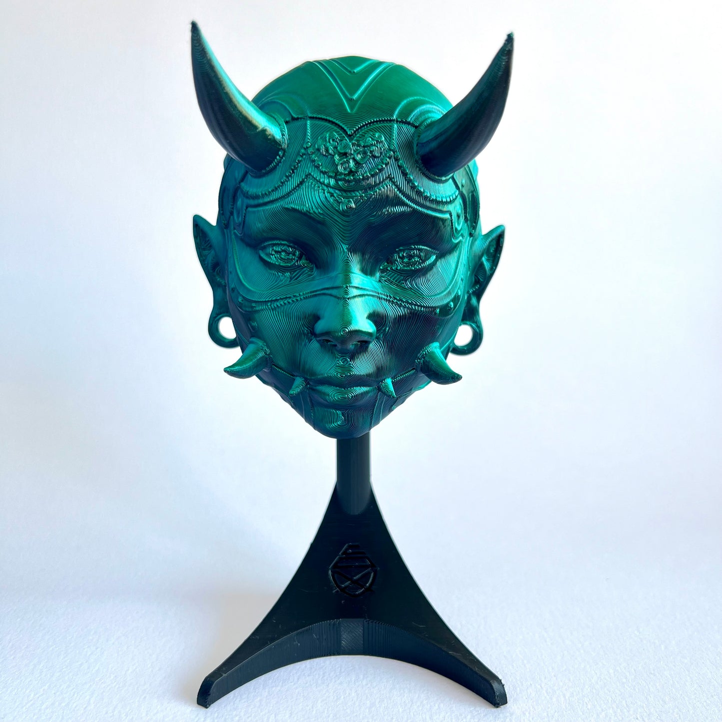 3D Printed Hannya Chunari Mask Wall Art | Japanese Demon Art