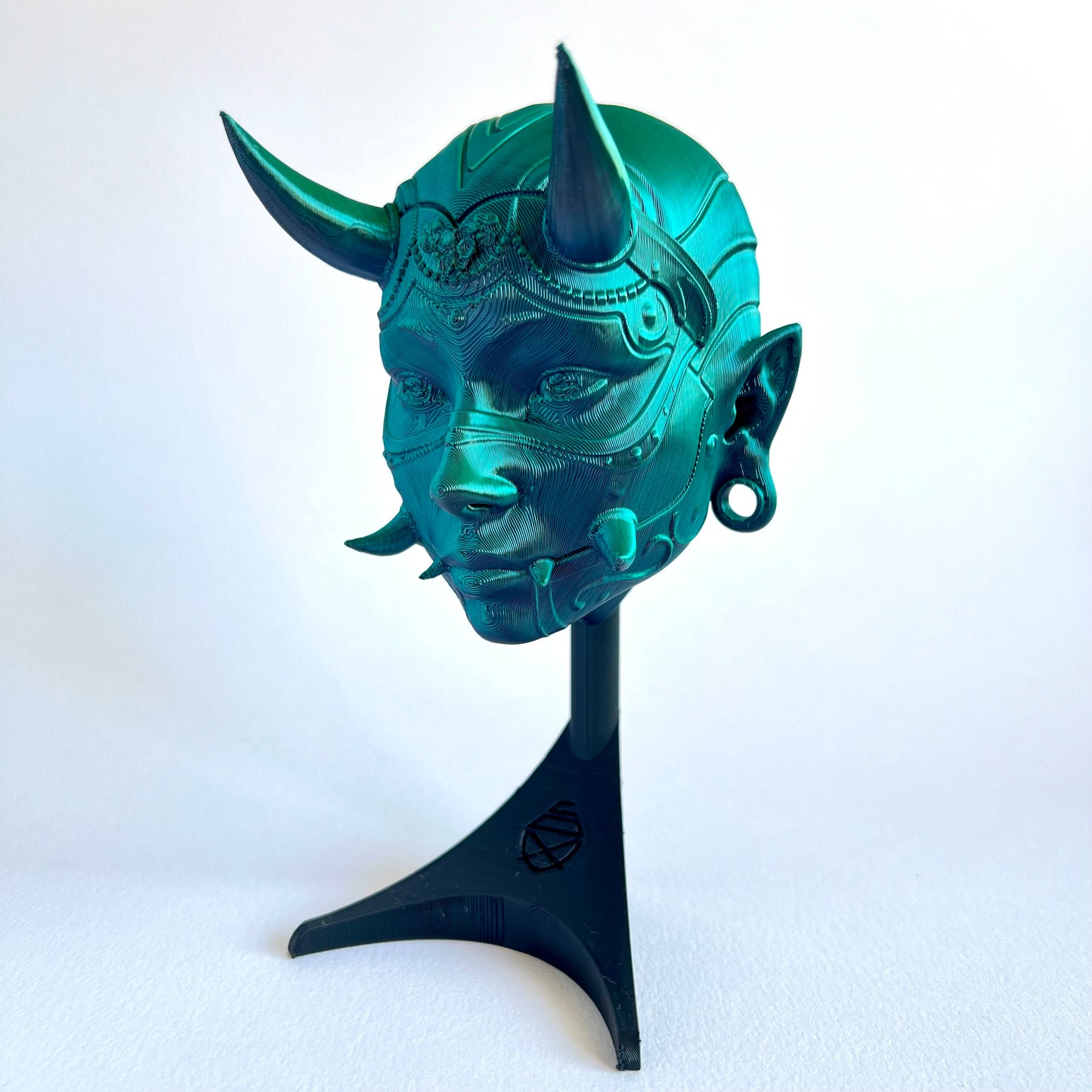 3D Printed Hannya Chunari Mask Wall Art | Japanese Demon Art