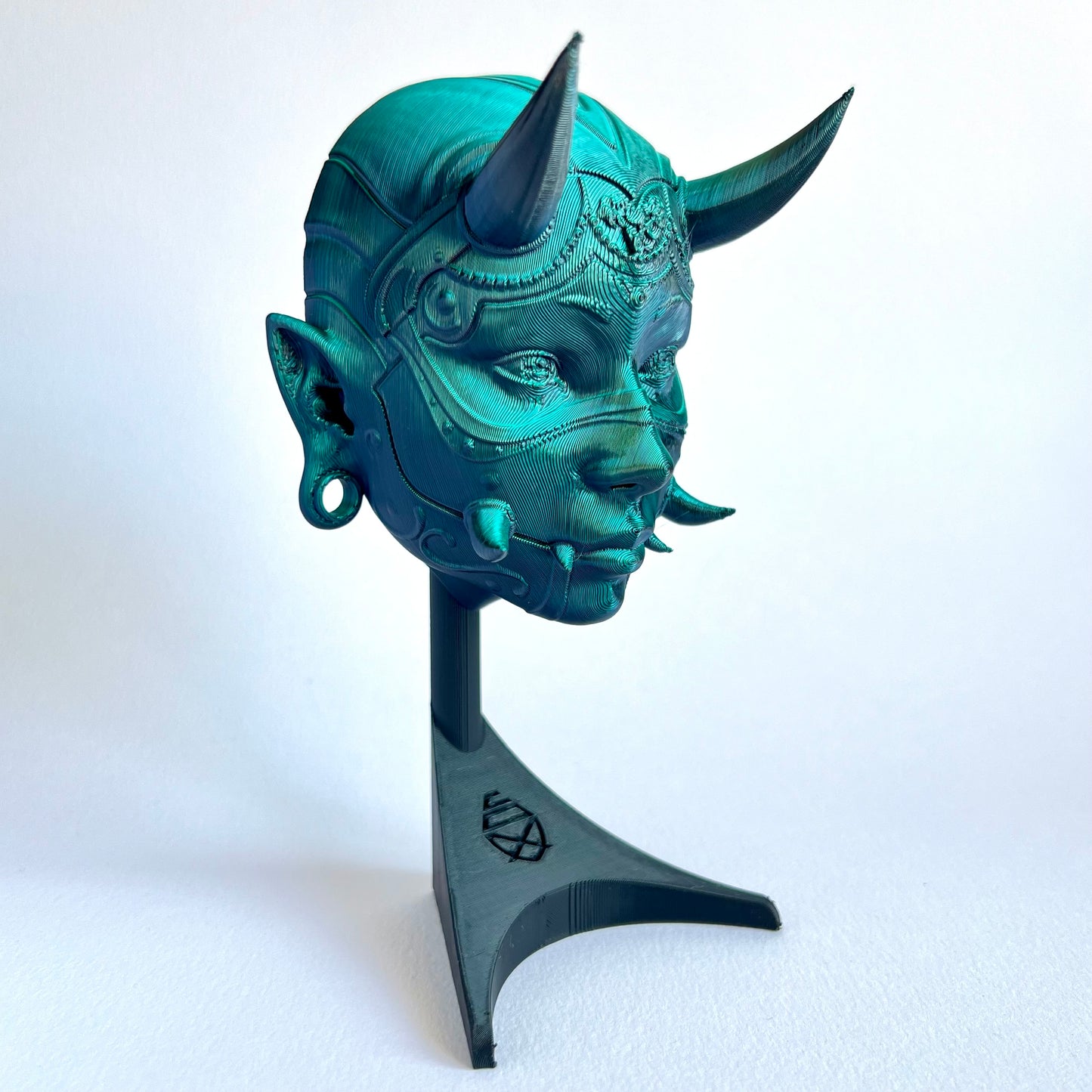 3D Printed Hannya Chunari Mask Wall Art | Japanese Demon Art