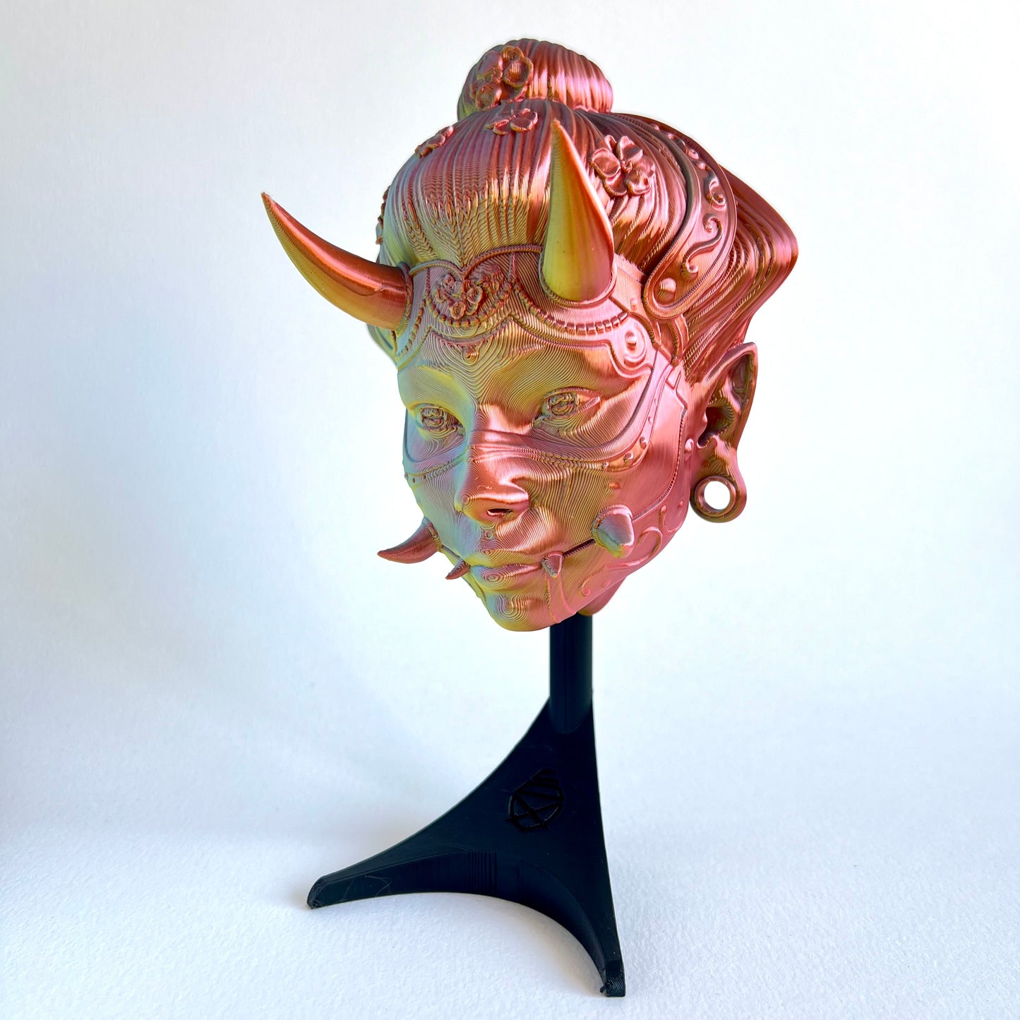 3D Printed Hannya Namanari Mask Wall Art | Japanese Demon Art