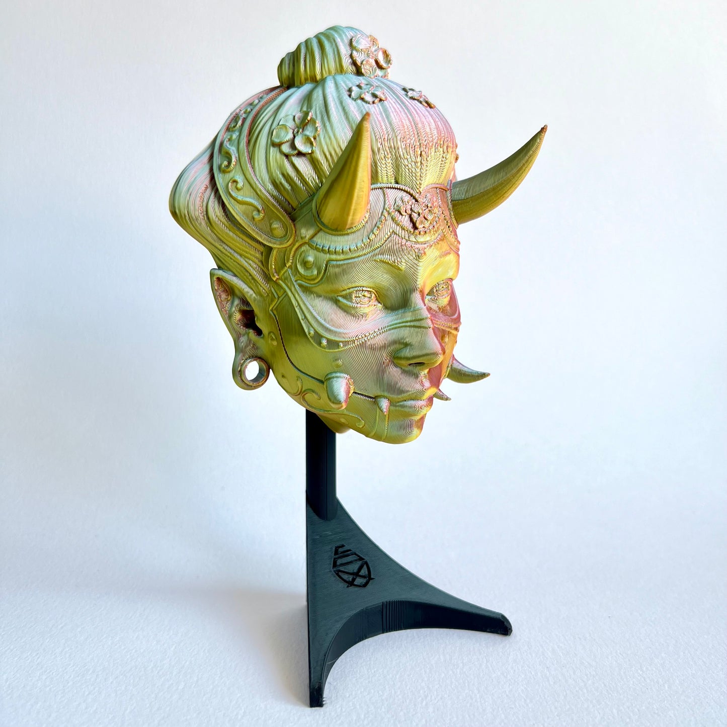 3D Printed Hannya Namanari Mask Wall Art | Japanese Demon Art