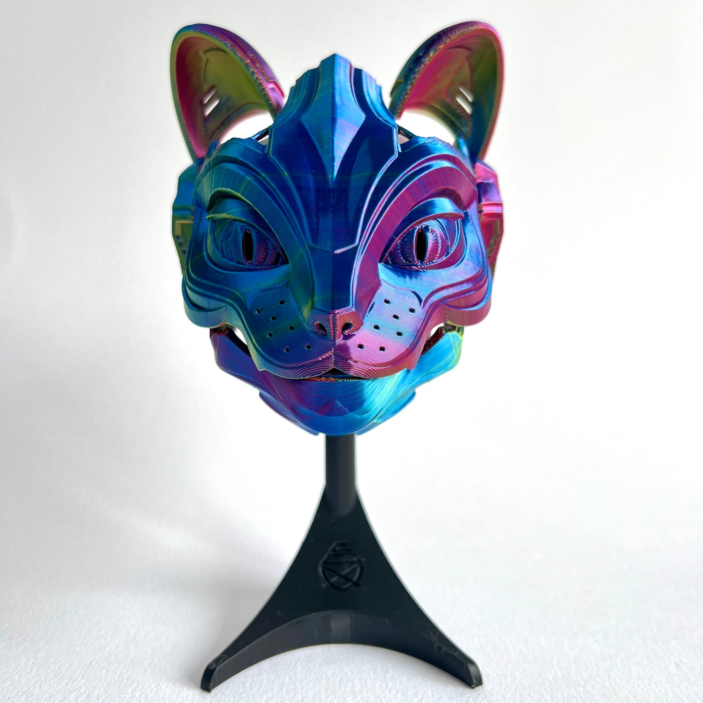 3D Printed Cat Bot Mask Wall Art | Cyberpunk Home Decor