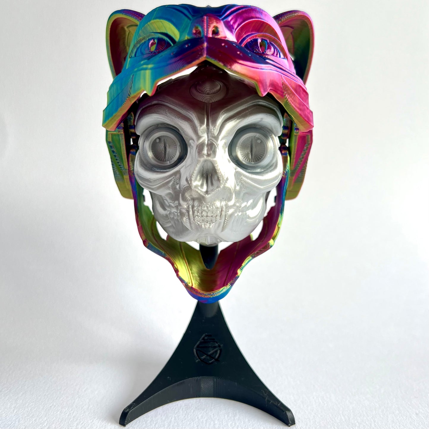 3D Printed Cat Bot Mask Wall Art | Cyberpunk Home Decor