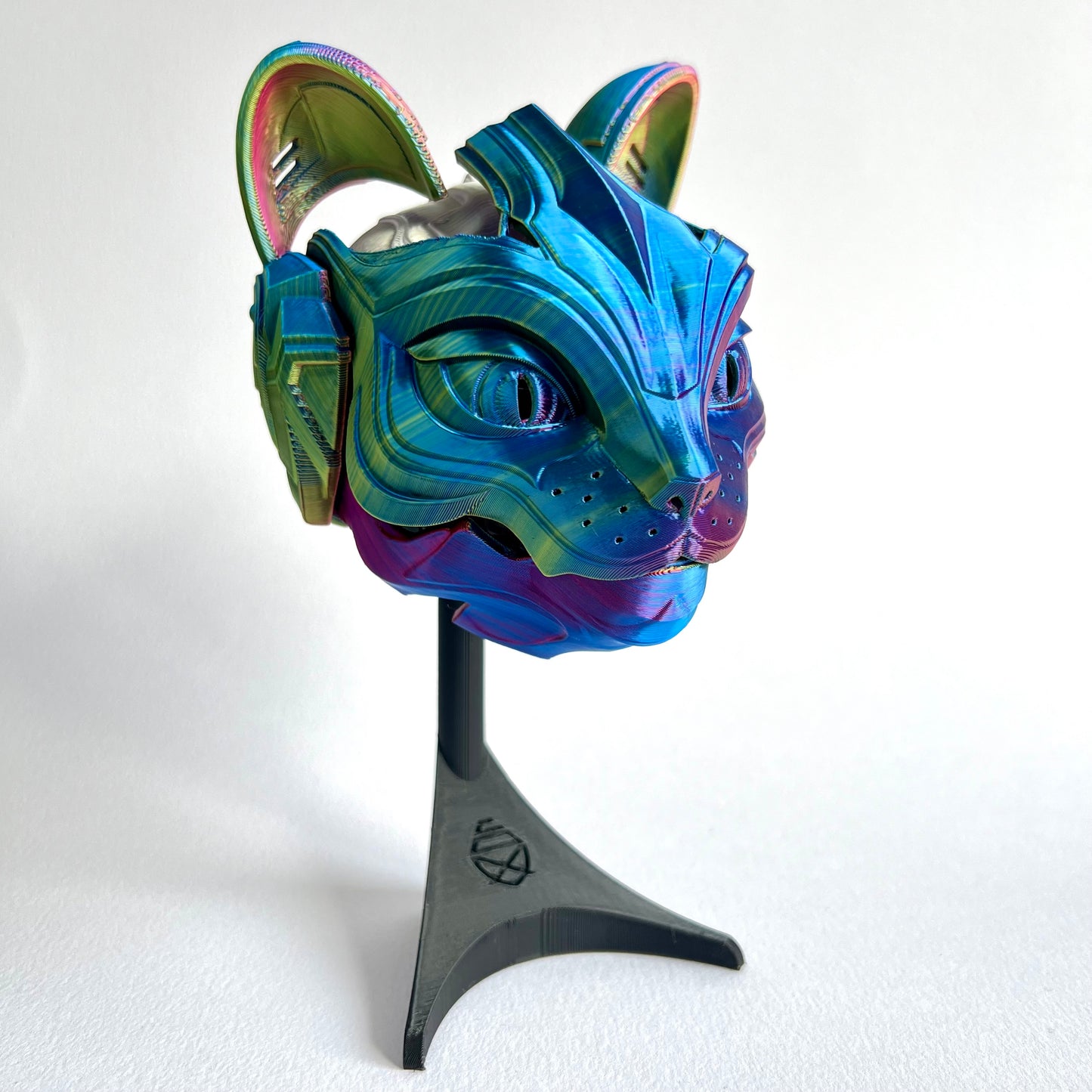 3D Printed Cat Bot Mask Wall Art | Cyberpunk Home Decor