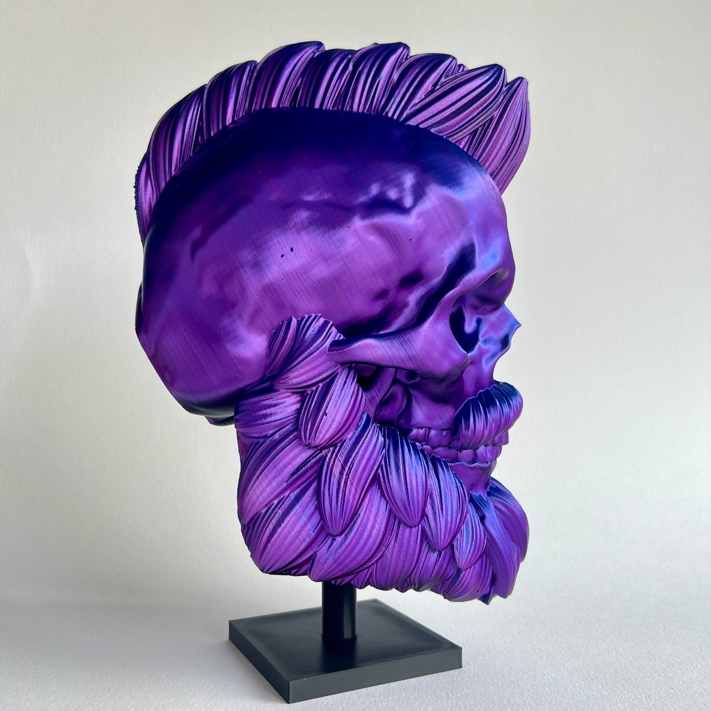 Bearded Skull Headphone Stand – Mohawk | 3D Printed Desk Decor