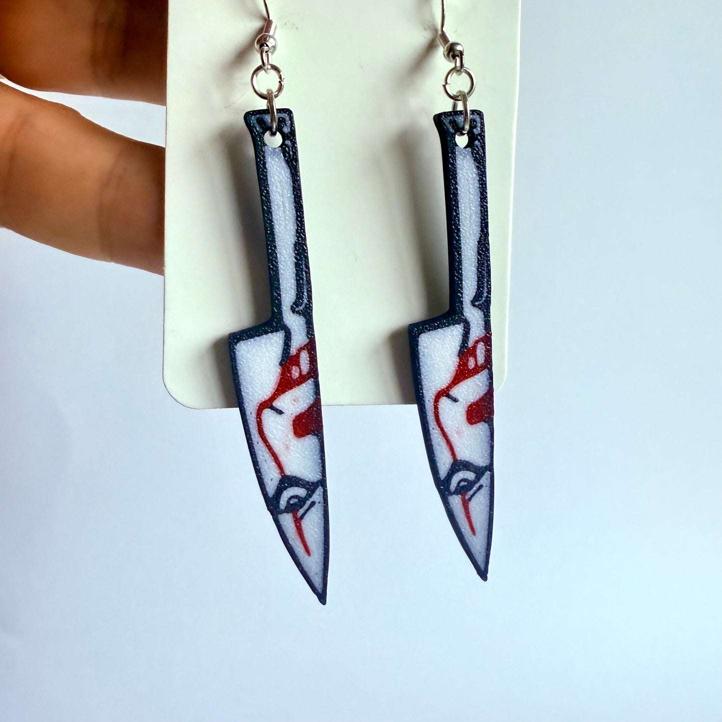 3D Printed Horror Knife Earrings | Iconic Horrors with Silver Hooks