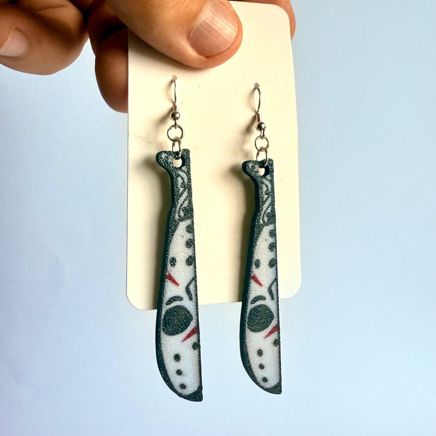 3D Printed Horror Knife Earrings | Iconic Horrors with Silver Hooks