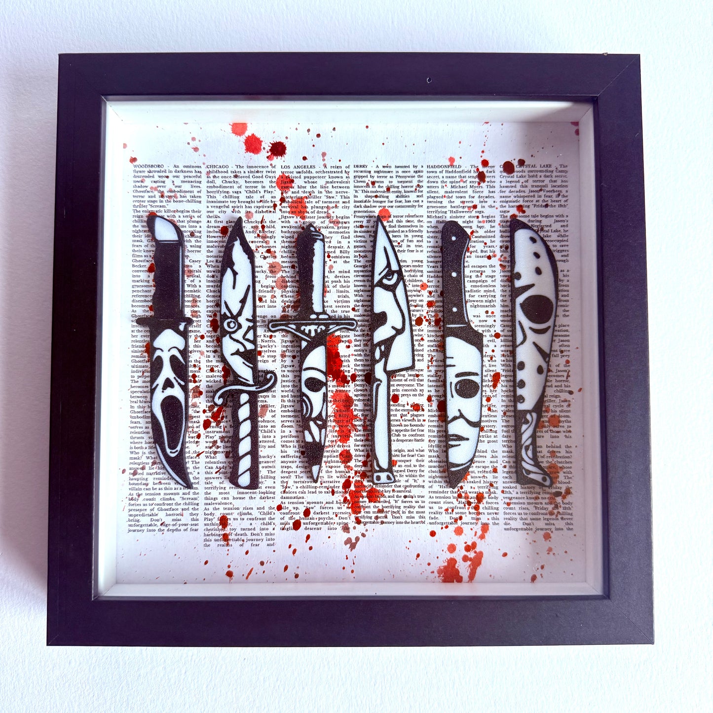 3D Printed Horror Icons Knife Set | Framed Wall Art