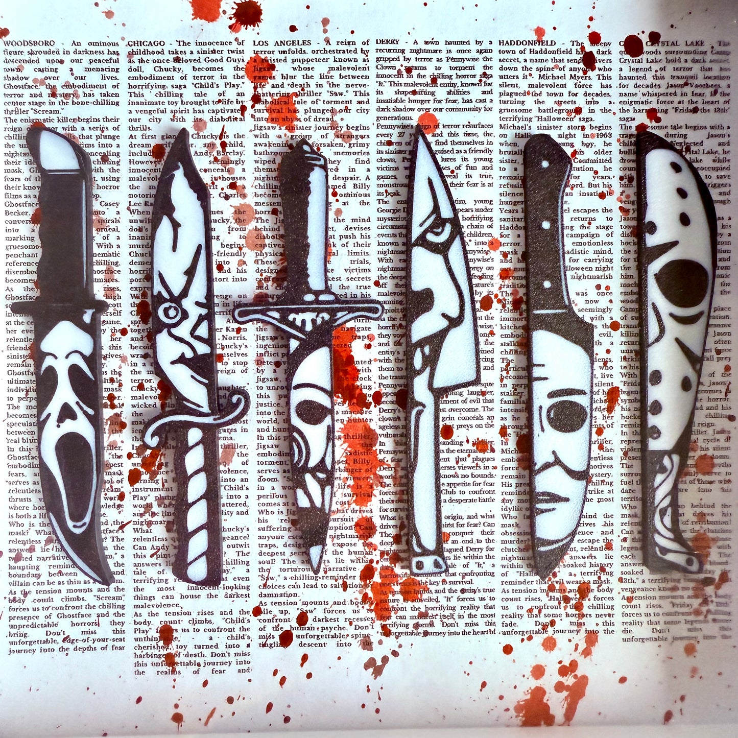 3D Printed Horror Icons Knife Set | Framed Wall Art