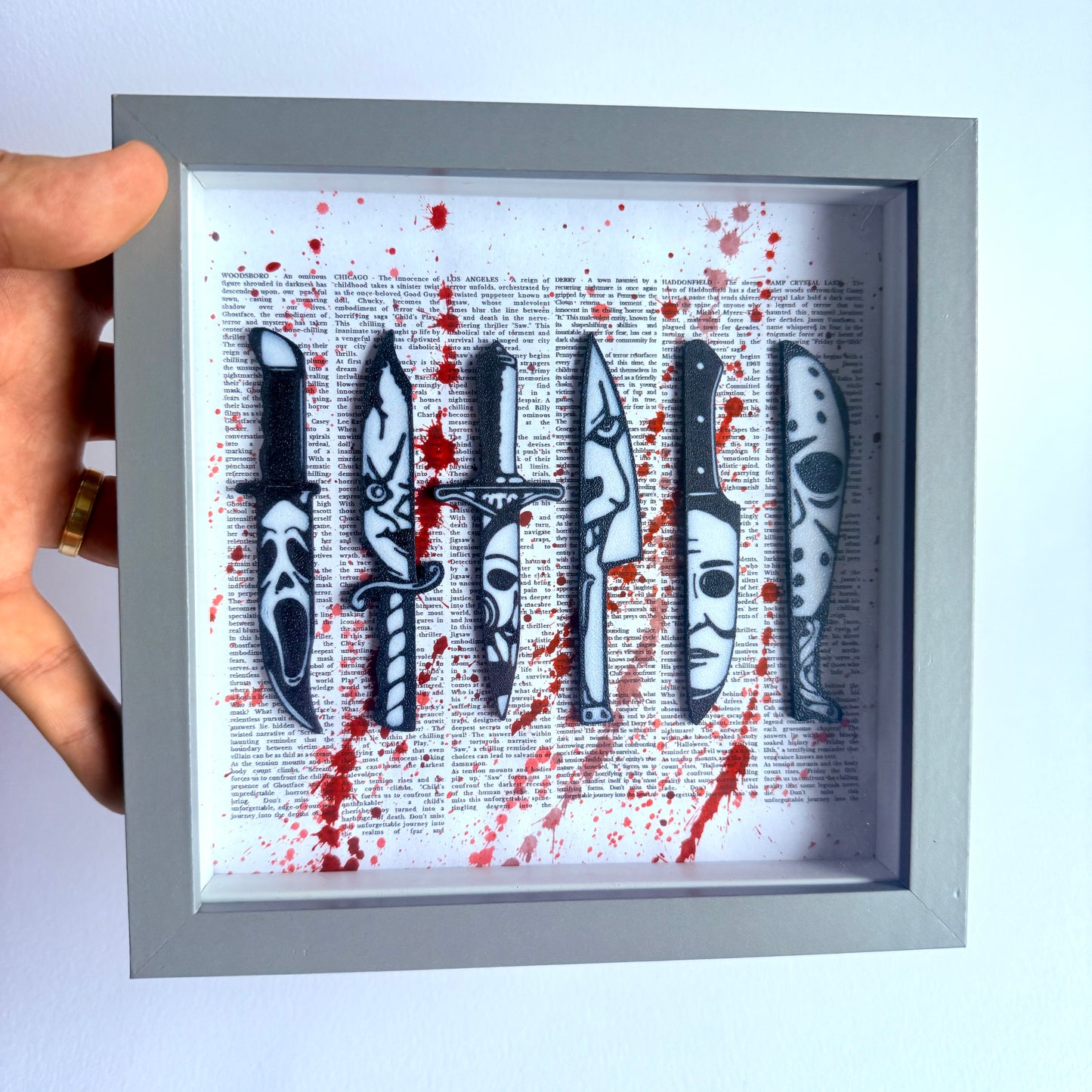 3D Printed Horror Icons Knife Set | Framed Wall Art