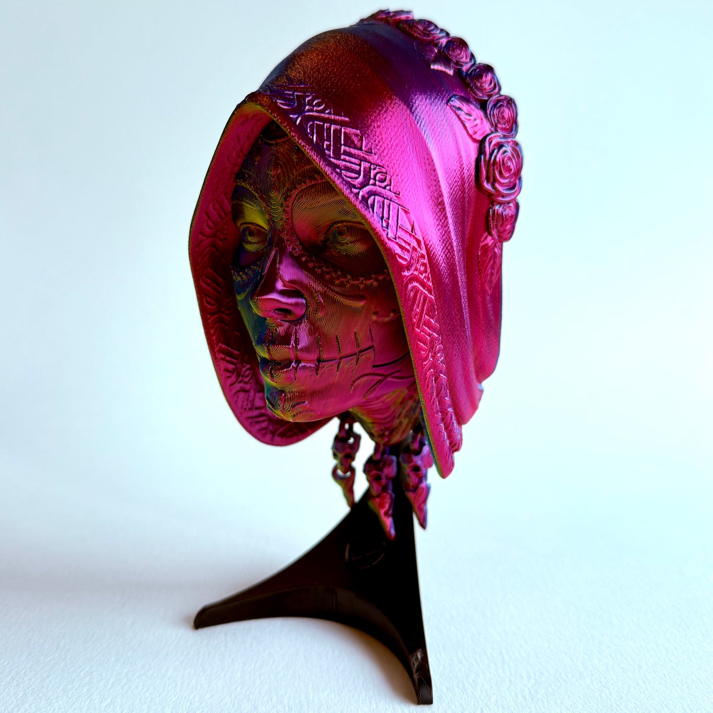 3D Printed Santa Catrina Mask Wall Art | Mexican Folk Art