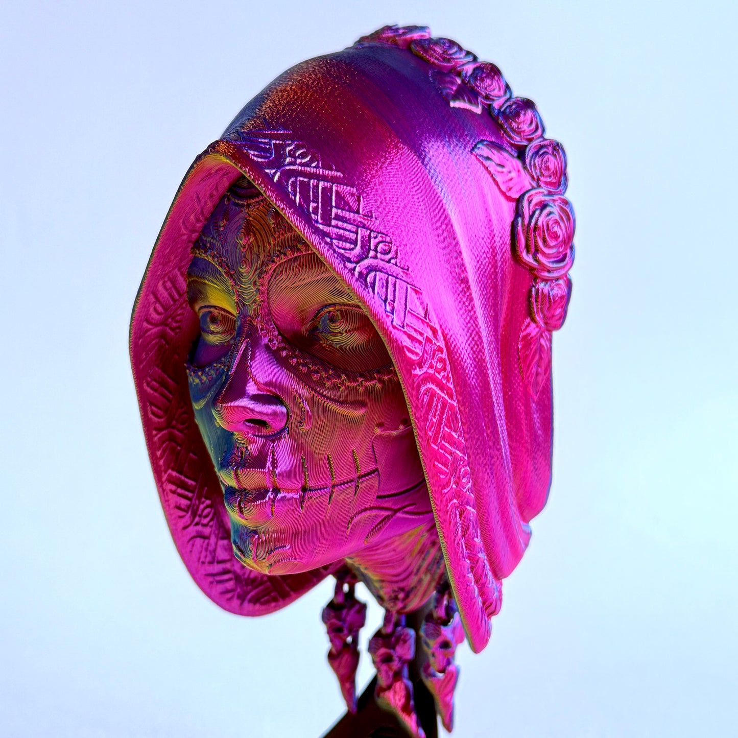 3D Printed Santa Catrina Mask Wall Art | Mexican Folk Art