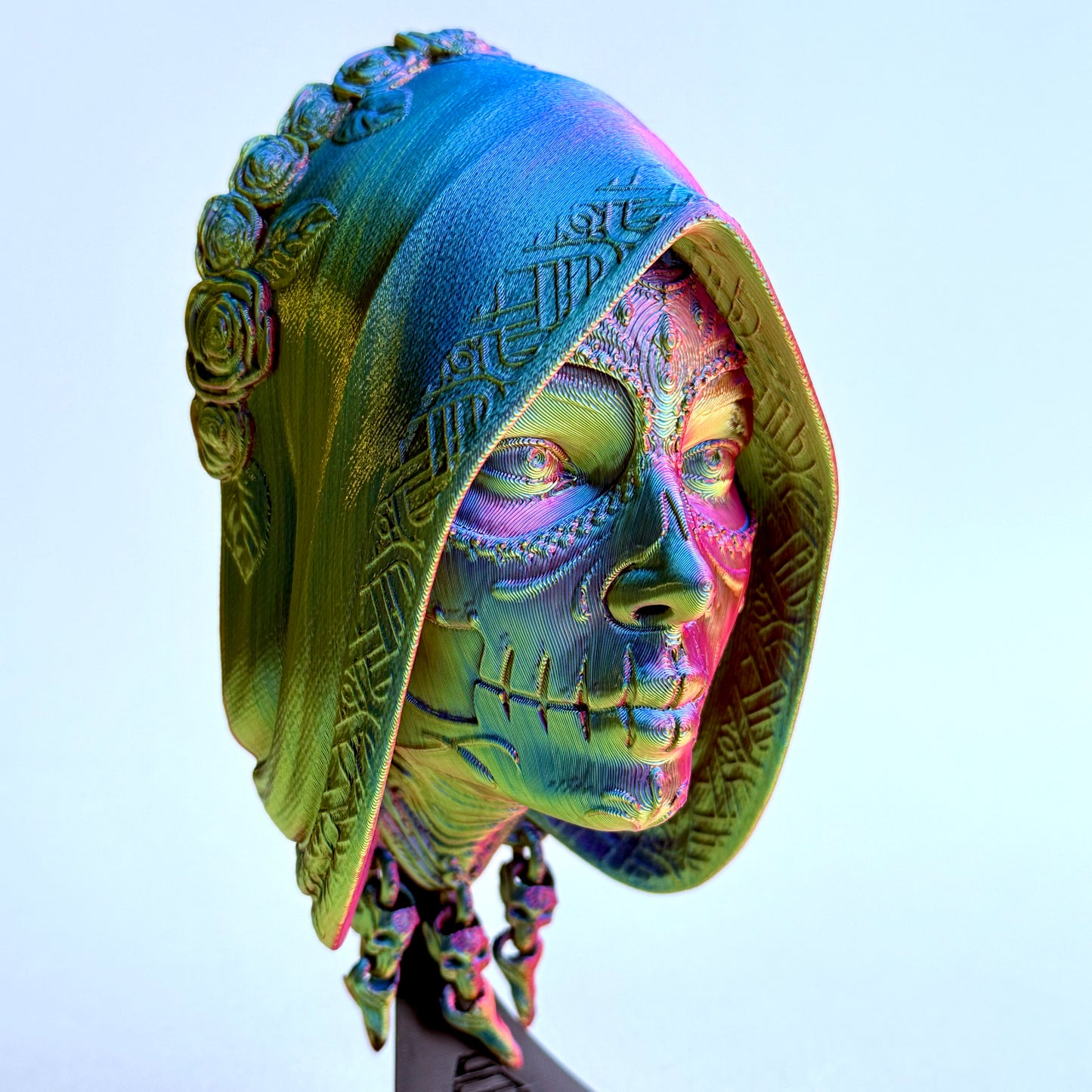 3D Printed Santa Catrina Mask Wall Art | Mexican Folk Art