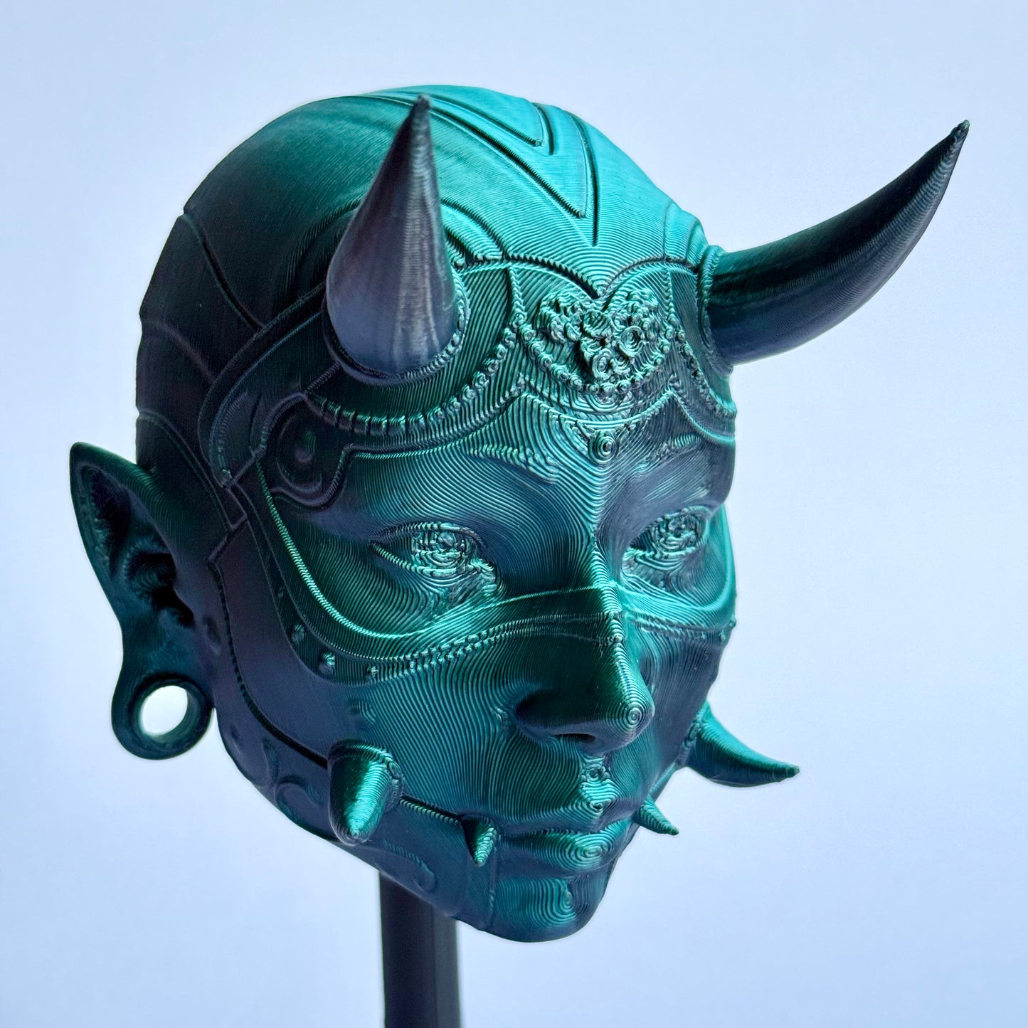 3D Printed Hannya Chunari Mask Wall Art | Japanese Demon Art