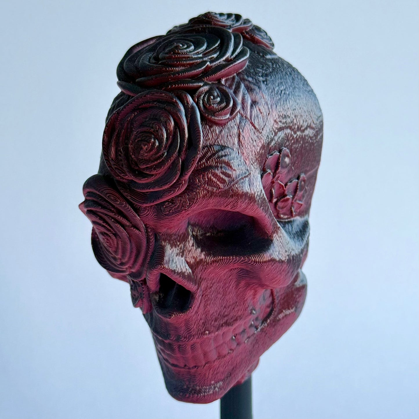 3D Printed Skull Roses Mask Wall Art | Gothic Home Decor