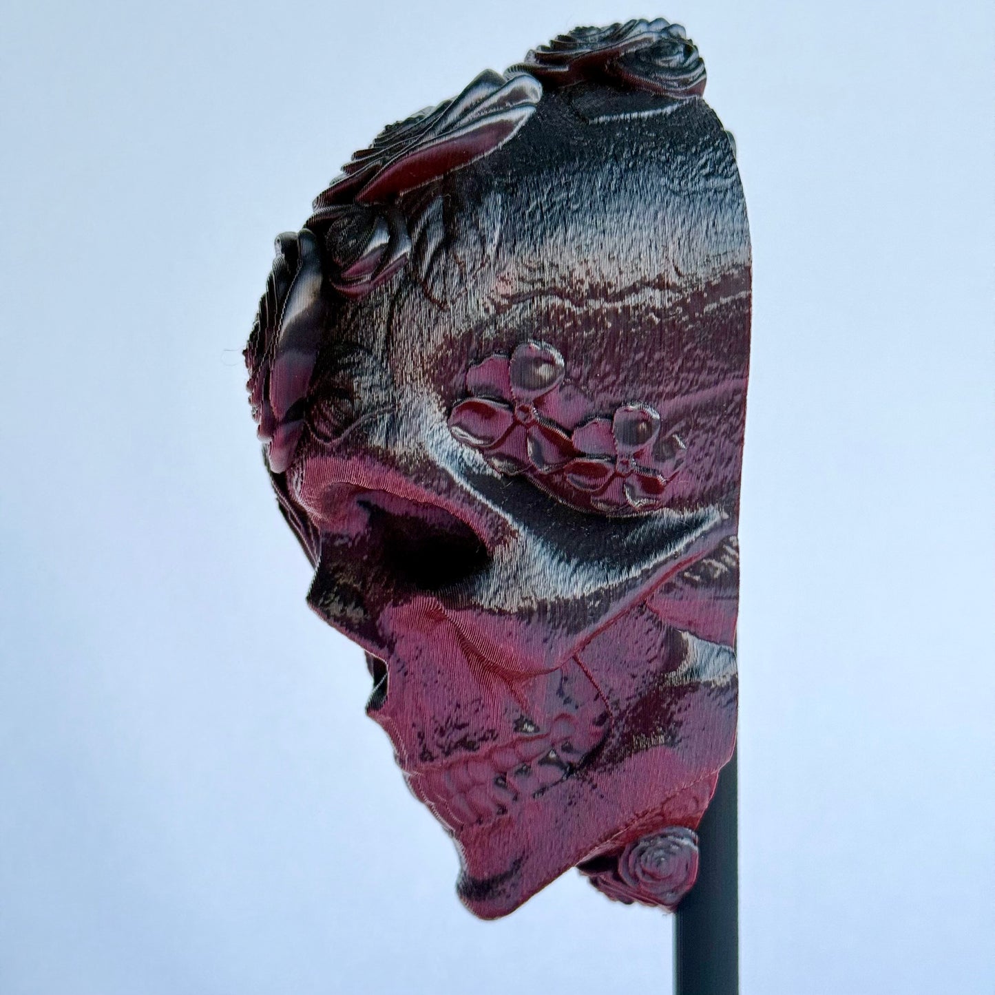 3D Printed Skull Roses Mask Wall Art | Gothic Home Decor