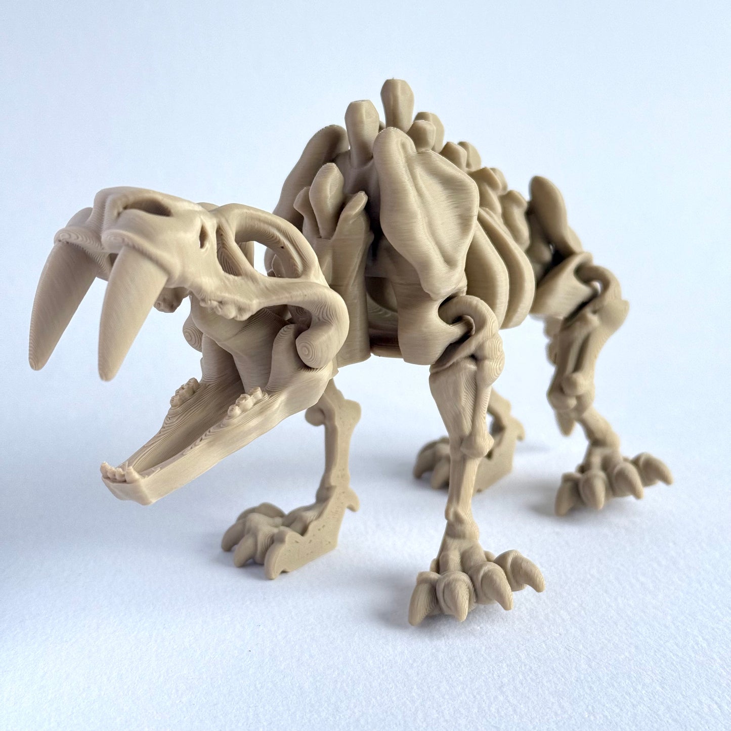 Skeleton Saber Tooth Tiger (Smilodon) | 3D Printed Articulated Dinosaur Figure