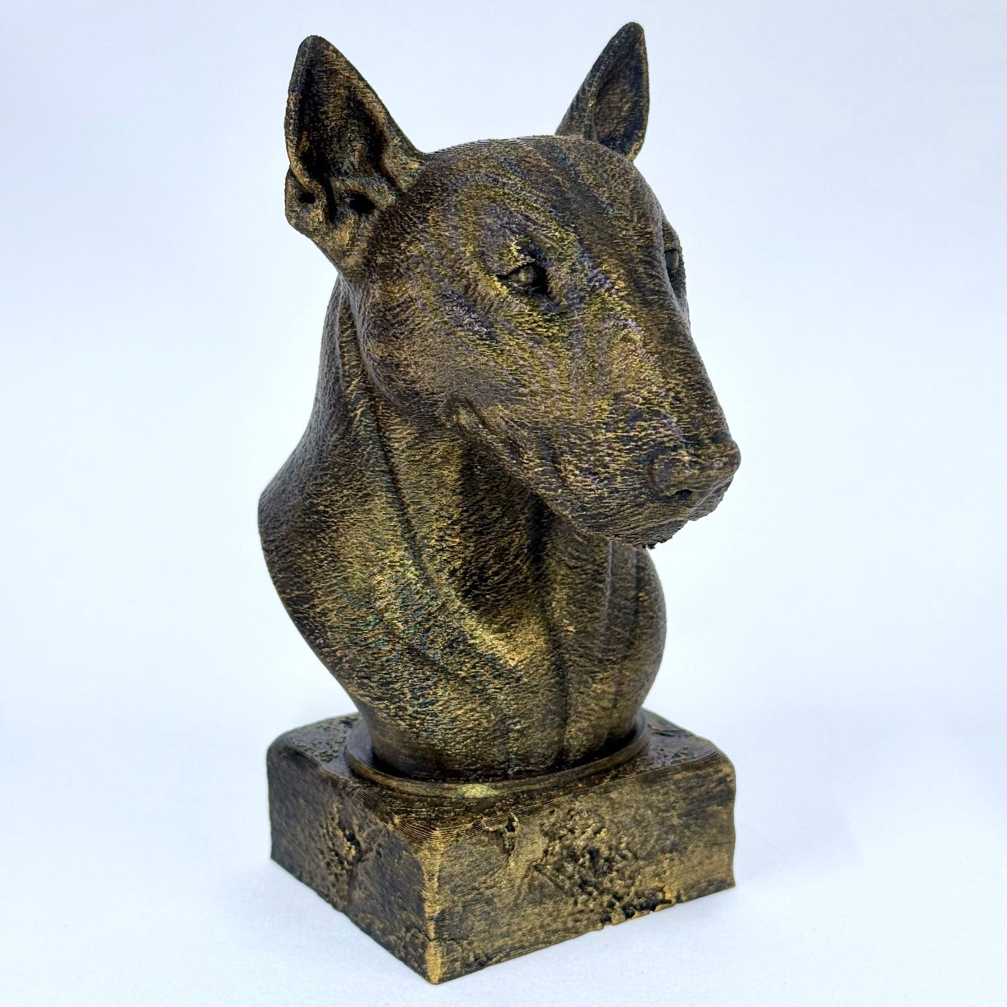 3D Printed Dog Bust | Brushed Gold Decor for Dog Lovers (6 Inch)