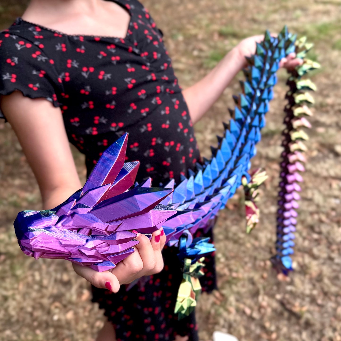 Mega 5ft Crystal Dragon | 3D Printed Articulated Display & Fidget