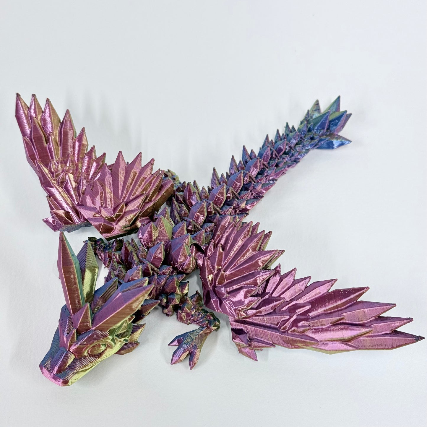 3D Printed Baby Crystal Wing Dragon | 7 Inch Articulated Figure