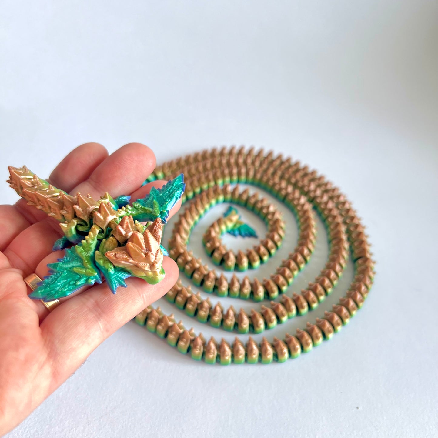 Tiny Crystal Dragon | 3D Printed Articulated Figure with 5ft Tail