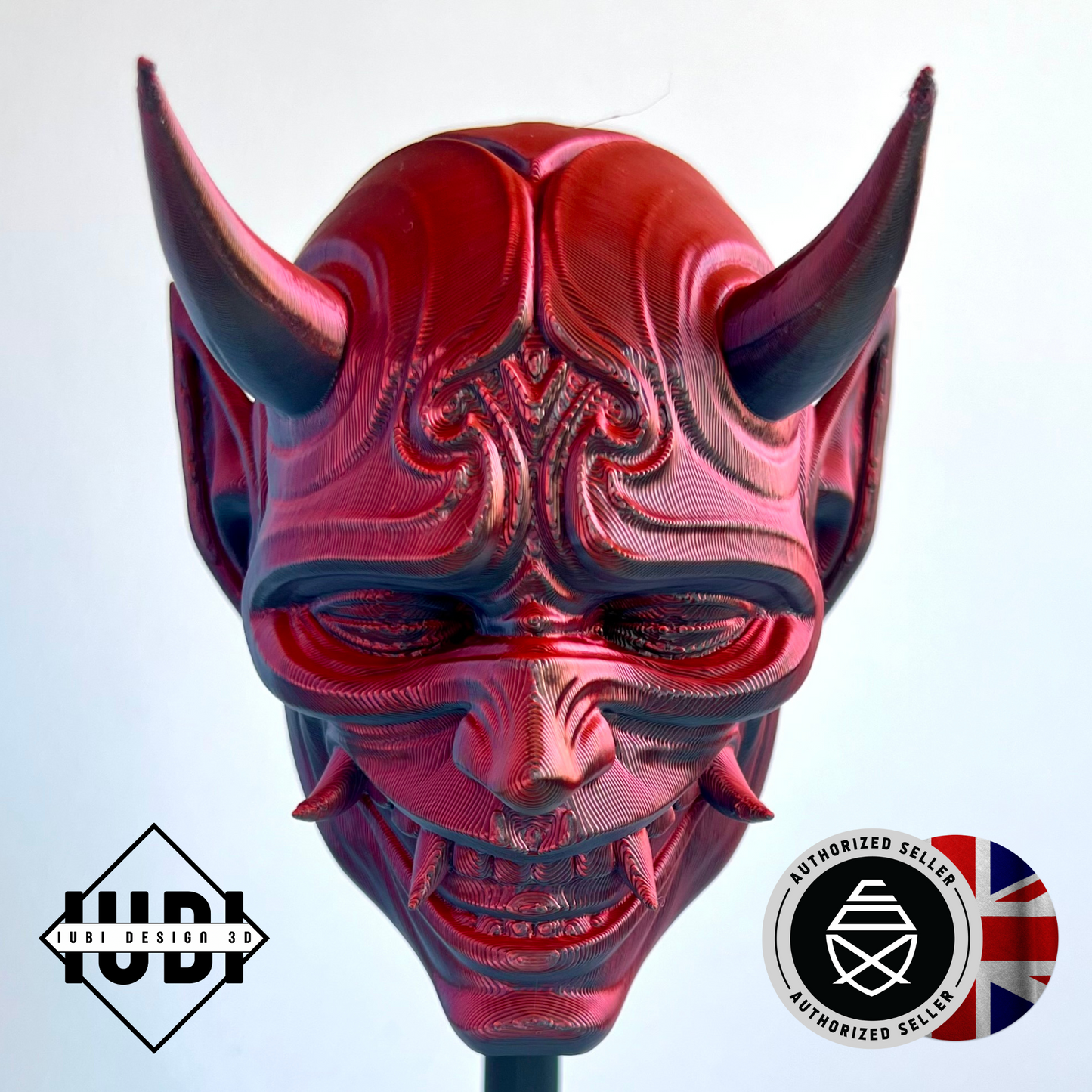 3D Printed Oni Mask Wall Art | Japanese Demon Decor
