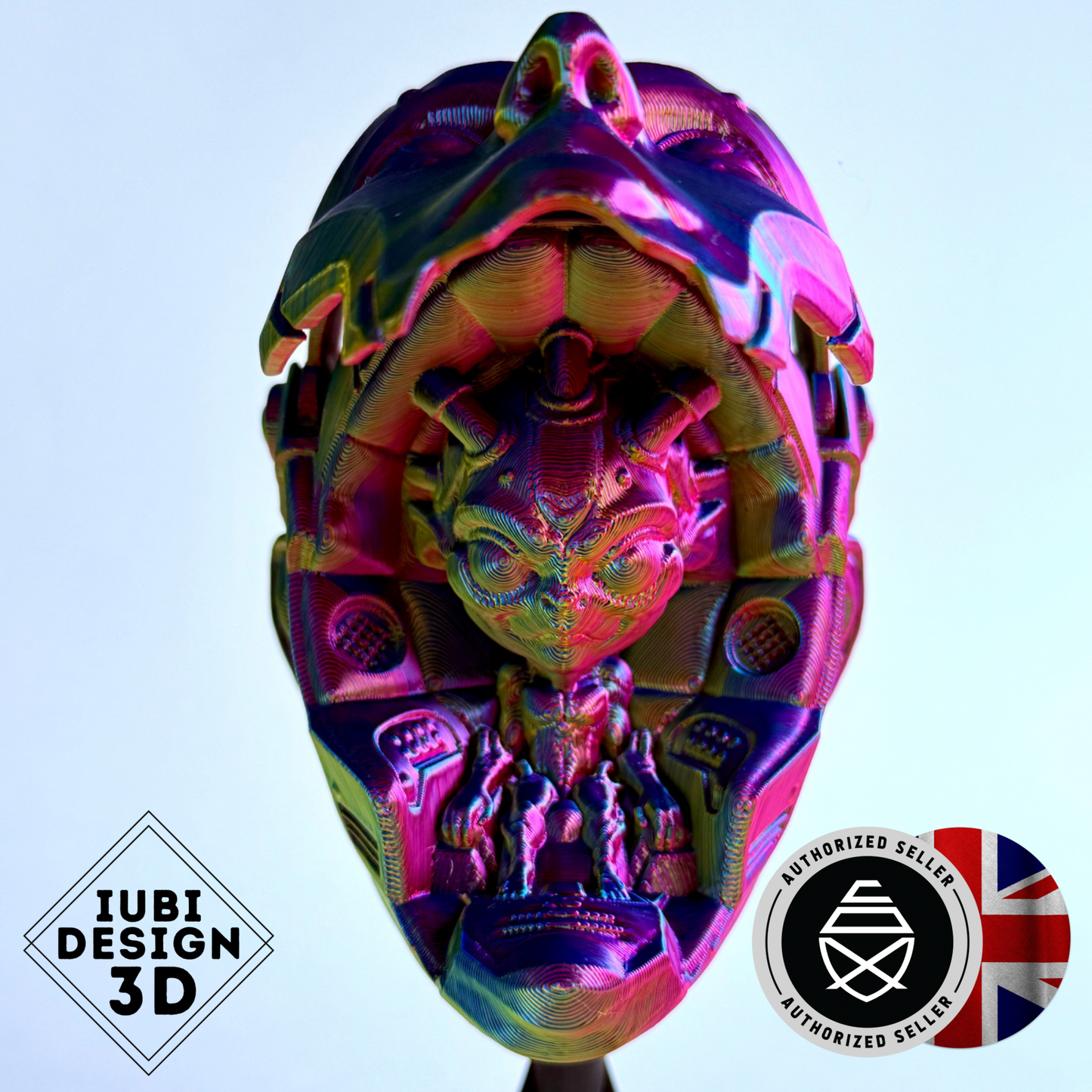 3D Printed Alien Bot Mask Wall Art | Dystopian Decor