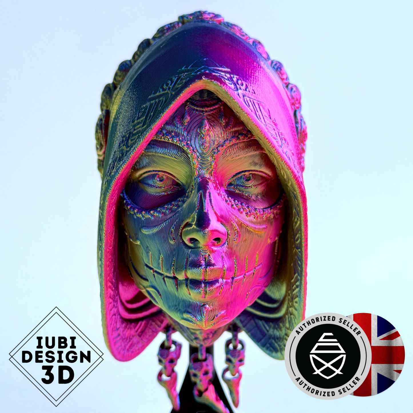 3D Printed Santa Catrina Mask Wall Art | Mexican Folk Art