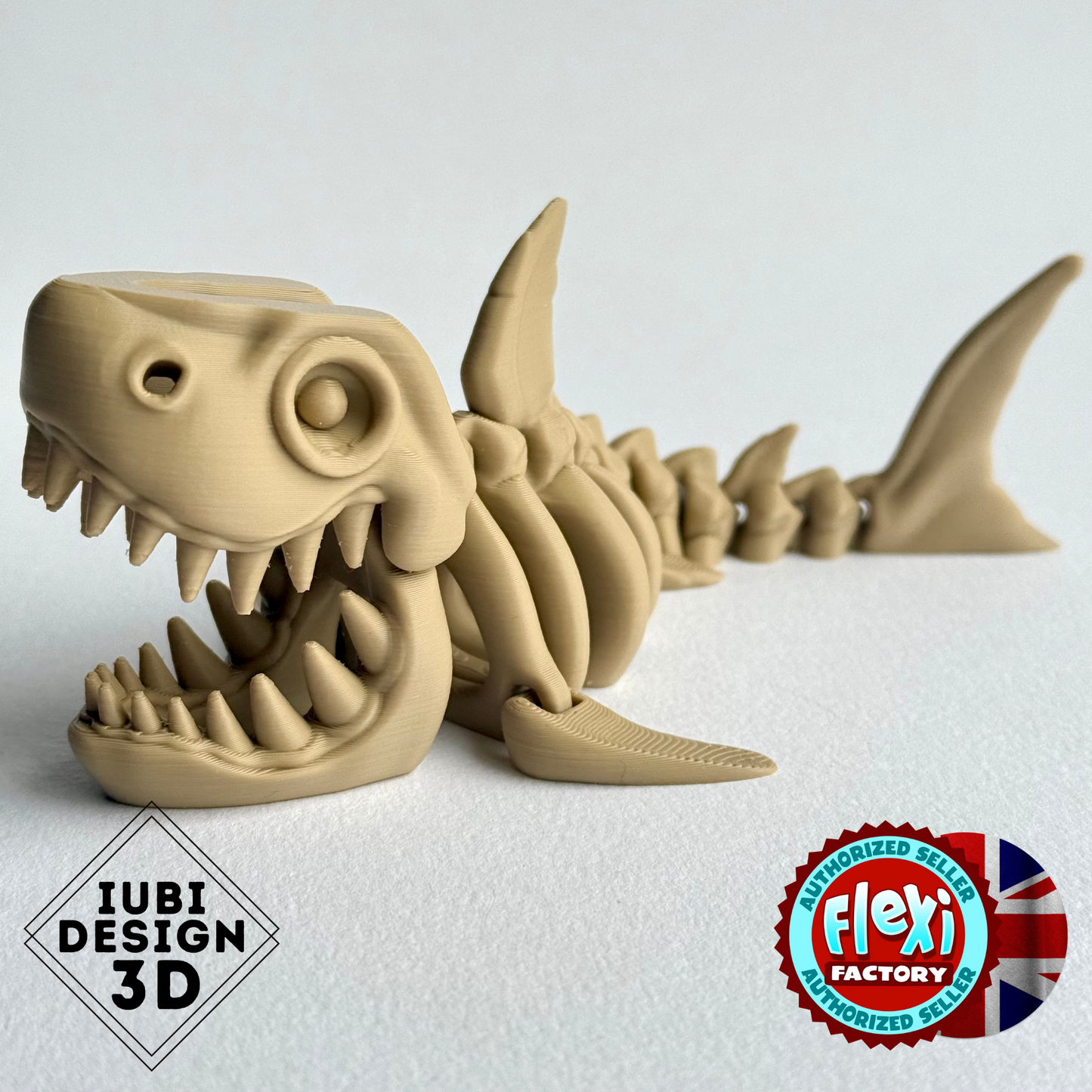 3D Printed Articulating Skeleton Shark | Opening Mouth Figure