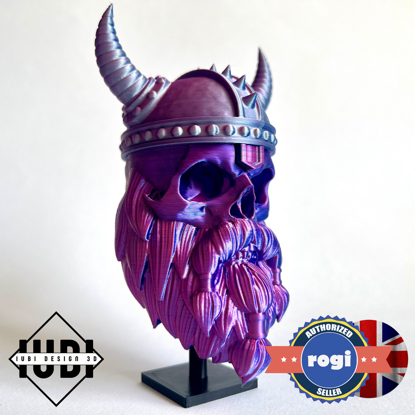 Bearded Skull Headphone Stand – Viking | 3D Printed Desk Decor