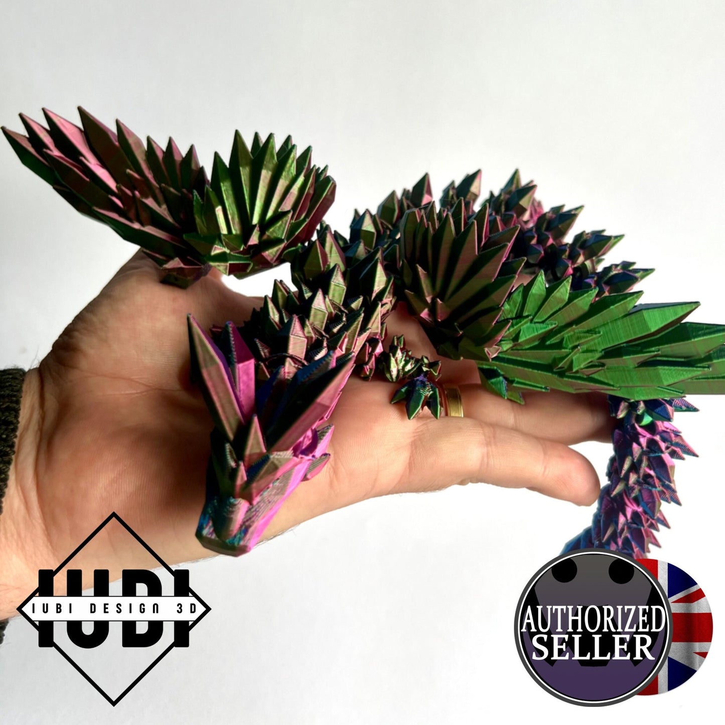 Medium Crystal Wing Dragon | 3D Printed Articulated Figure