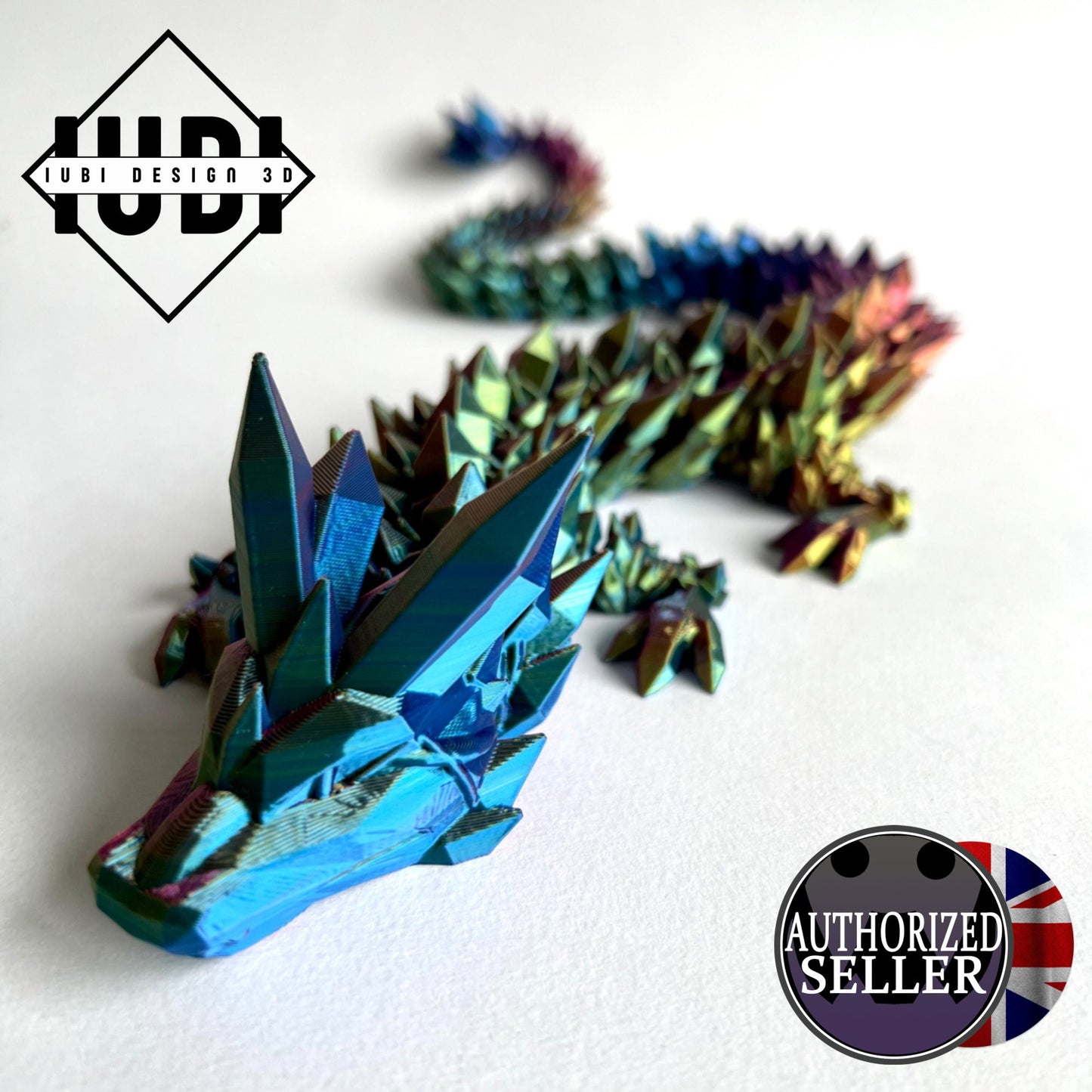 3D Printed Crystal Dragon | Large Articulated Figure