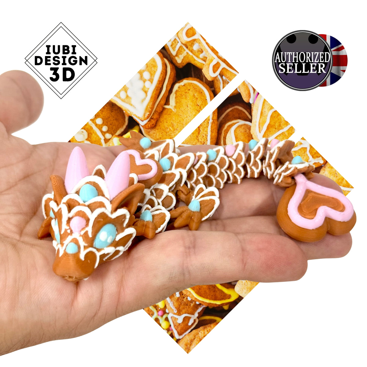 Baby Cookie Heart Dragon | 3D Printed Articulating Gingerbread Dragon