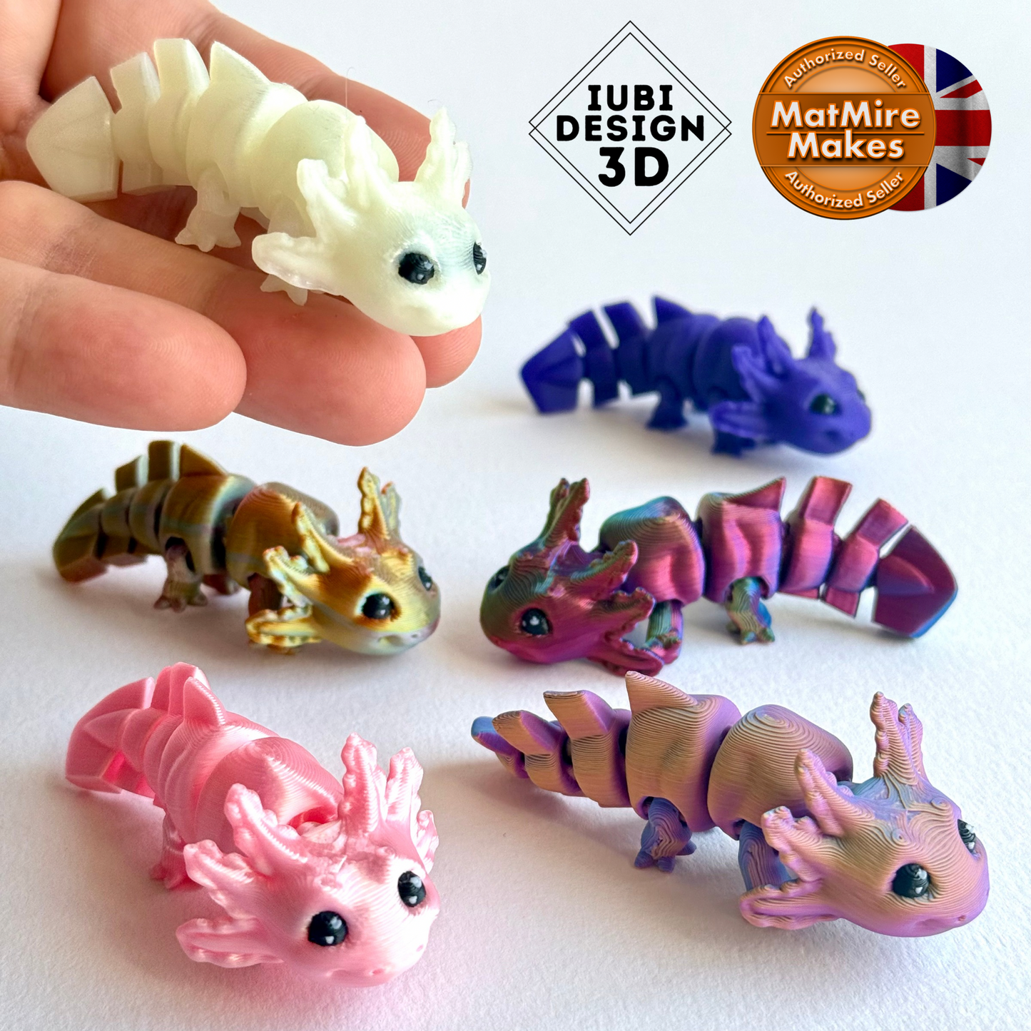 3D Printed Tiny Axolotl | Articulated Fidget