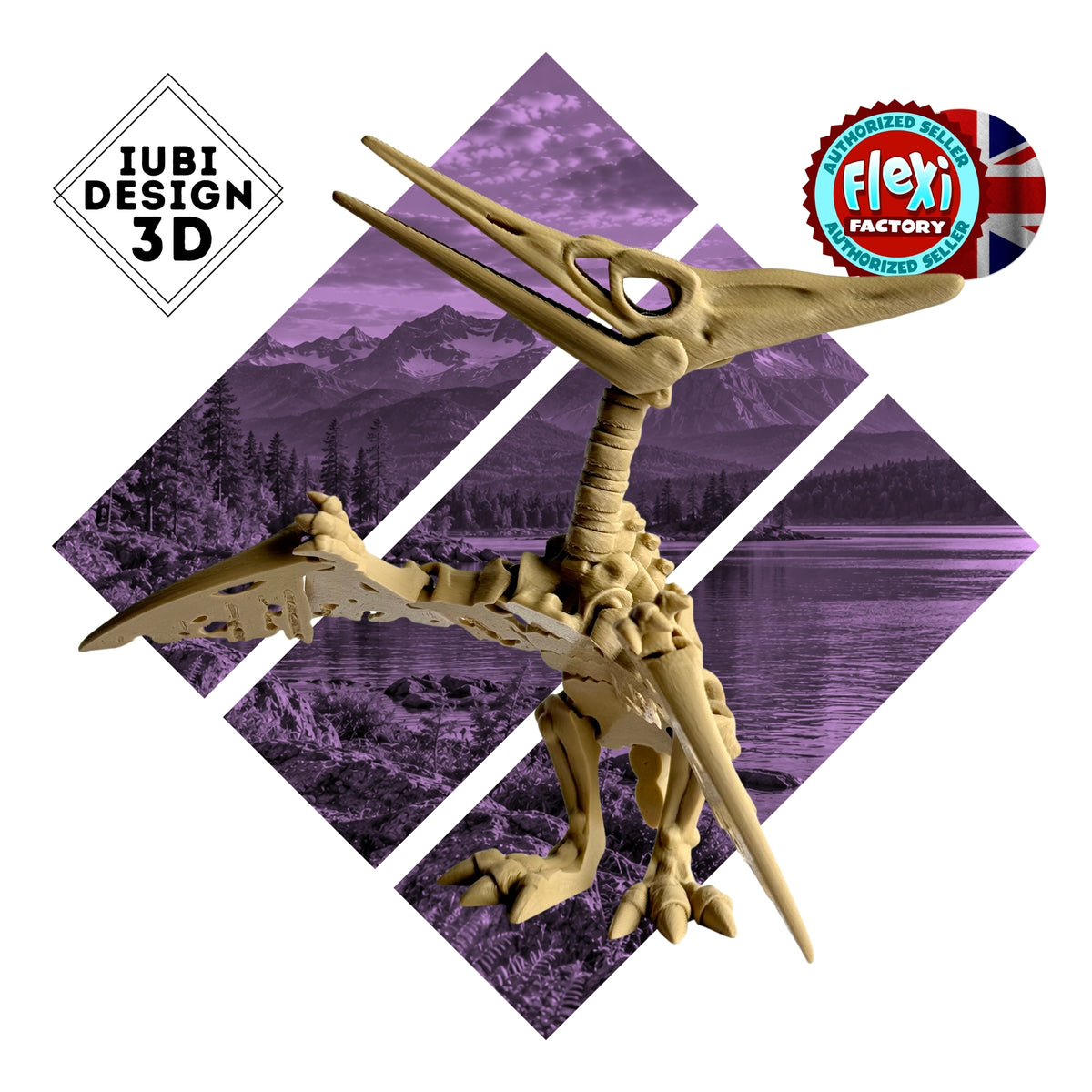 Skeleton Pteranodon | 3D Printed Articulated Pterosaur Skeleton Dinosaur Figure