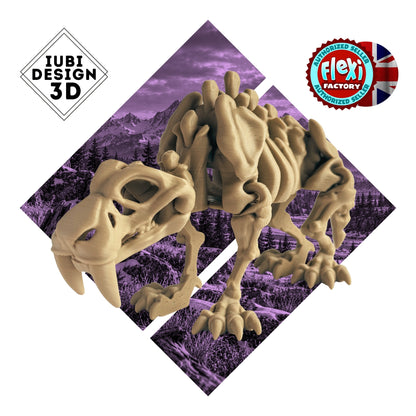 Skeleton Saber-Tooth Tiger | 3D Printed Articulated Smilodon Skeleton Dinosaur