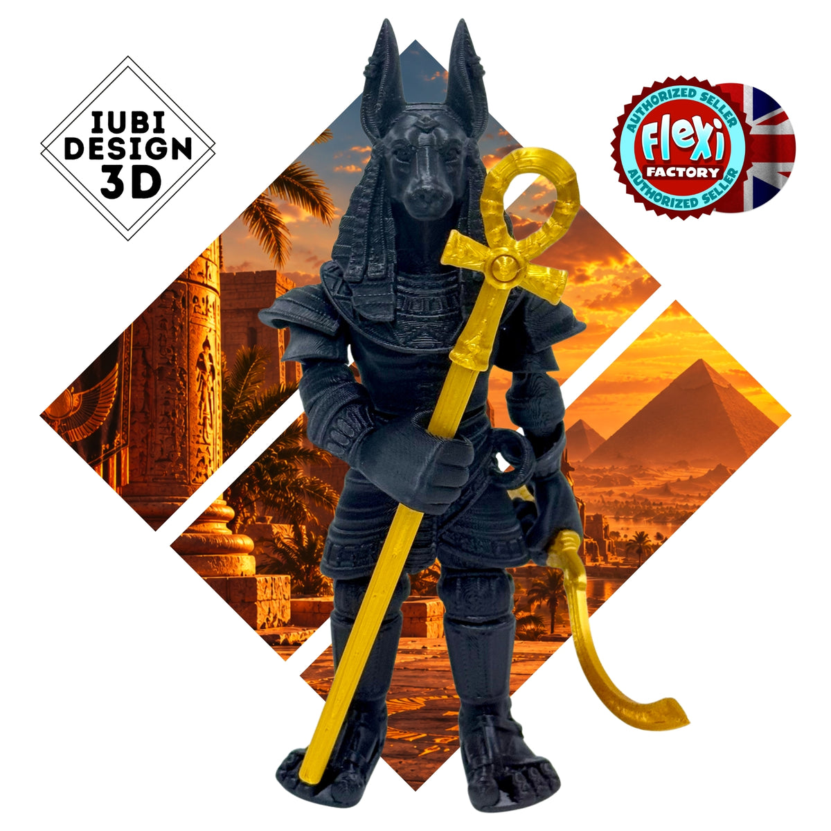 Anubis Egyptian Warrior | 3D Printed Articulated Anubis Warrior