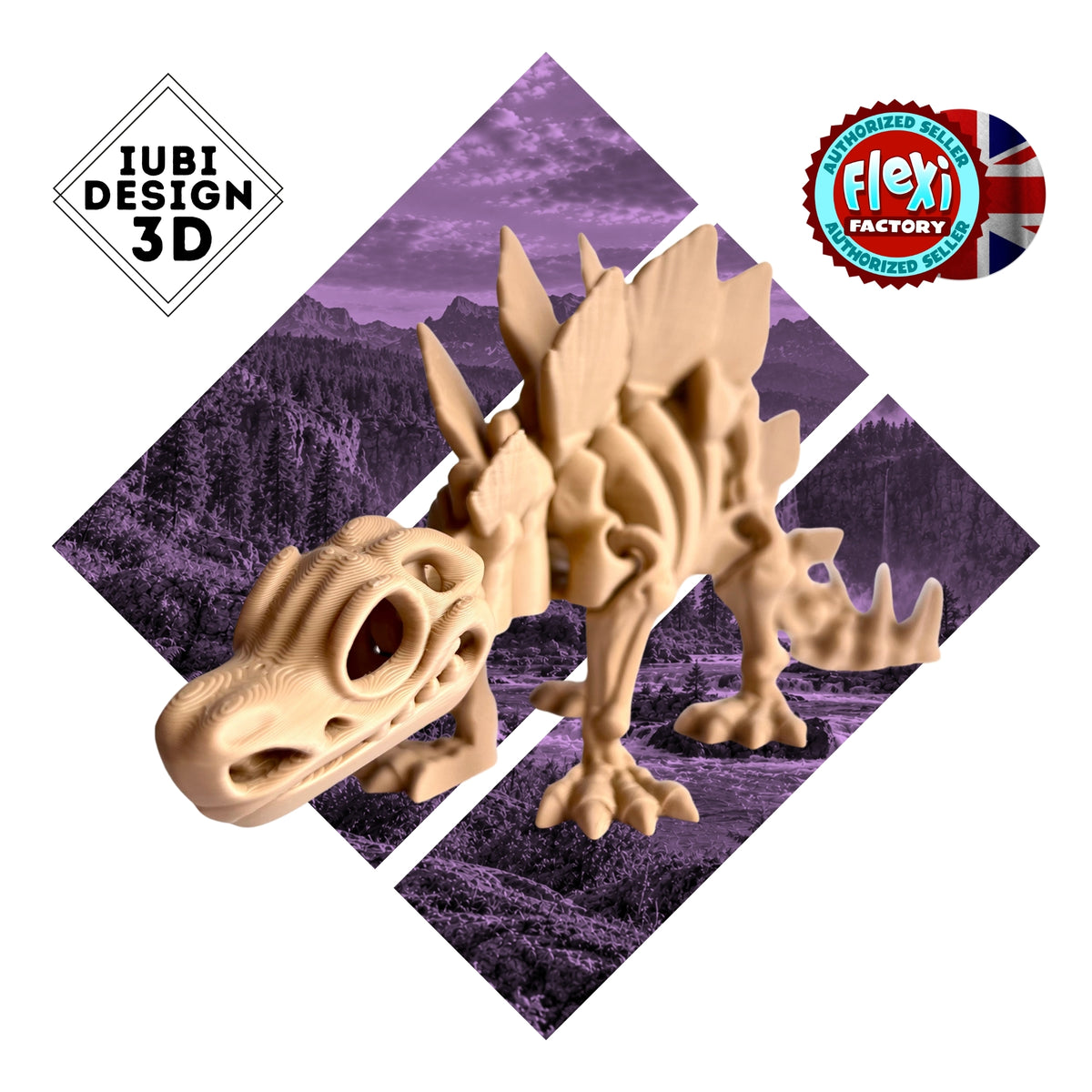 Skeleton Stegosaurus | 3D Printed Articulated Dinosaur Skeleton Figure