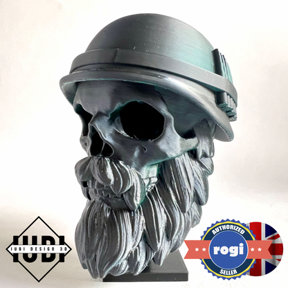 Commando Soldier Bearded Skull | 3D Printed Home Decor - Small