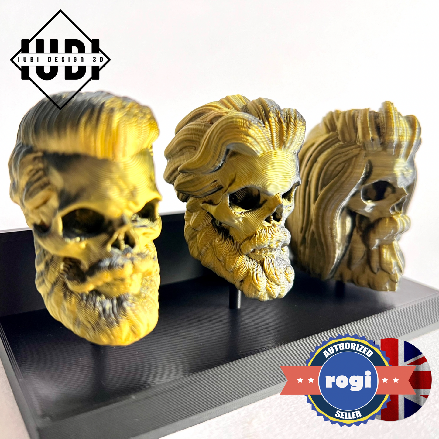 Limited Edition! Bearded Skull Miniature Collection | 3D Printed with Display Stand