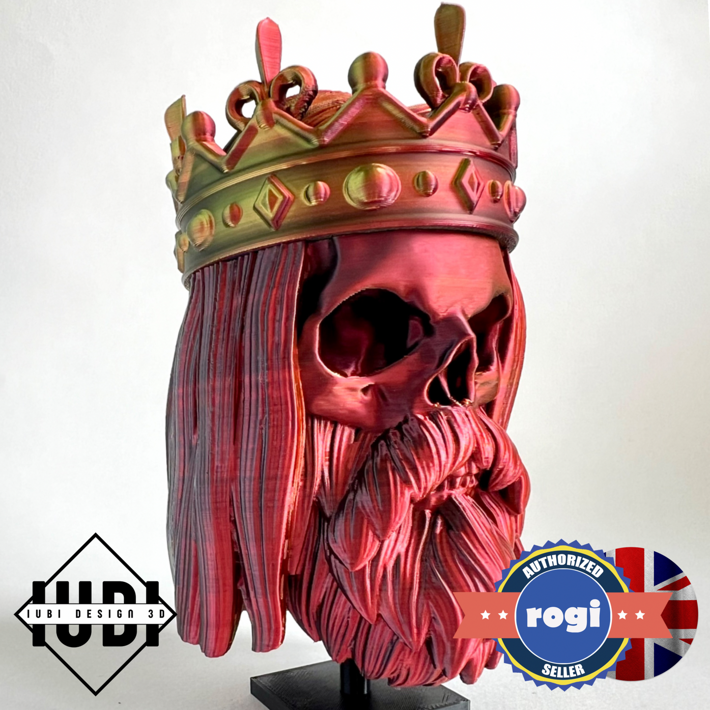 King Bearded Skull | 3D Printed Home Decor - Large