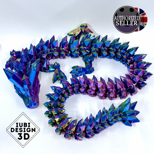 Mega 5ft Crystal Dragon | 3D Printed Articulated Display & Fidget