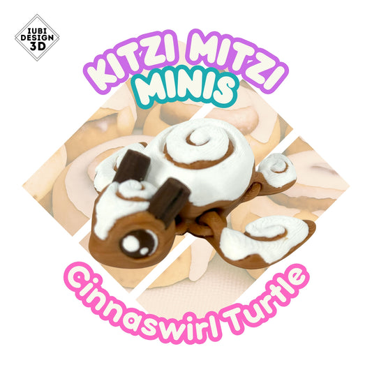 3D printed Christmas Cinnaswirl Turtle Kitzi Mitzi Mini