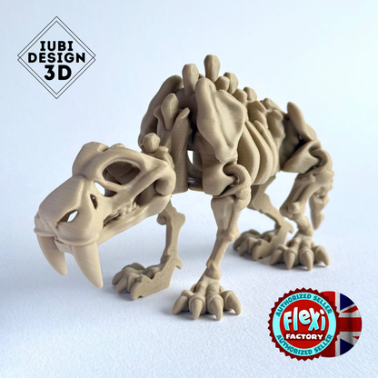 Skeleton Saber Tooth Tiger (Smilodon) | 3D Printed Articulated Dinosaur Figure