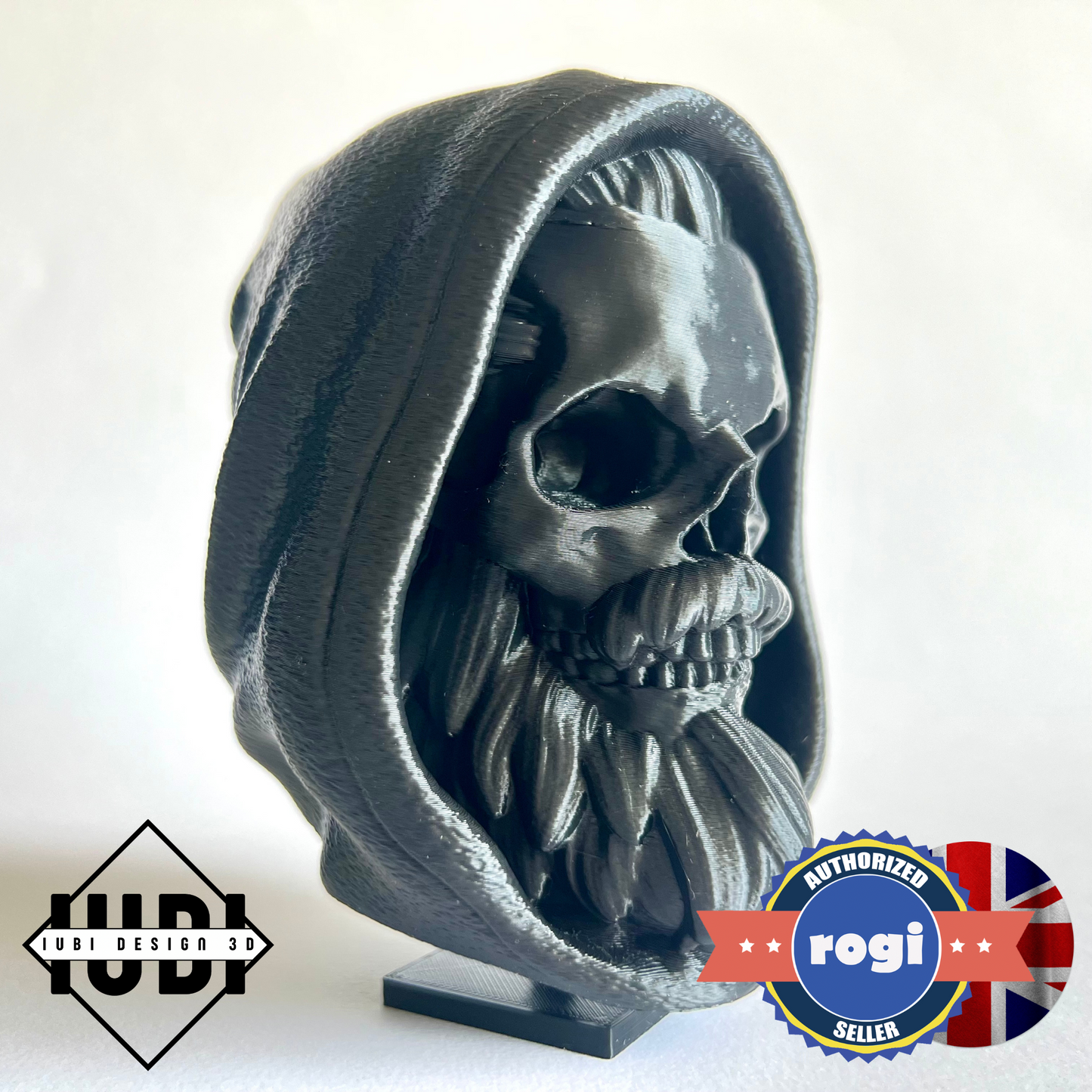 Hooded Bearded Skull | 3D Printed Home Decor - Large